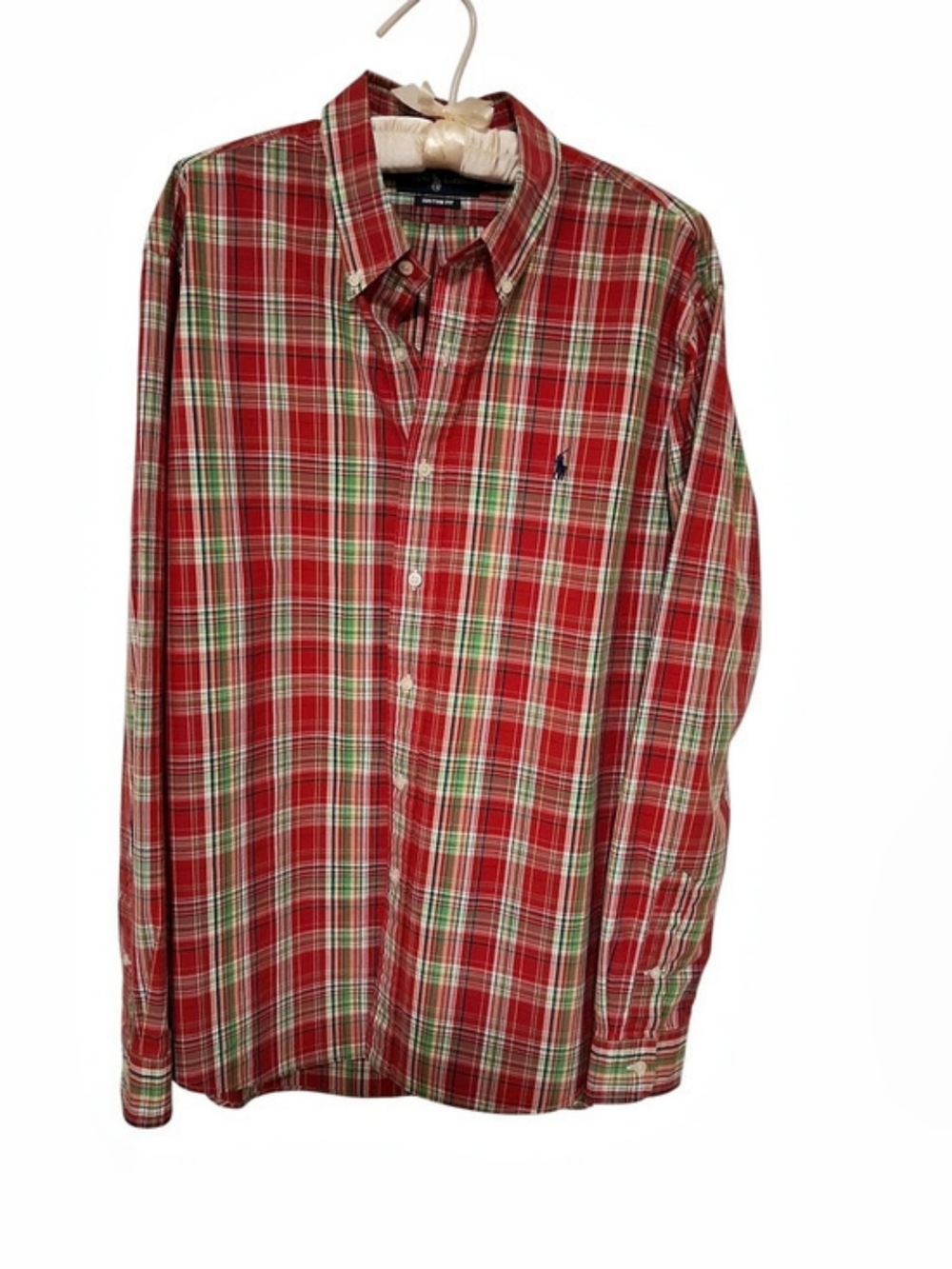 Ralph Lauren Custom Fit Men's Plaid Shirt Size XL Like New